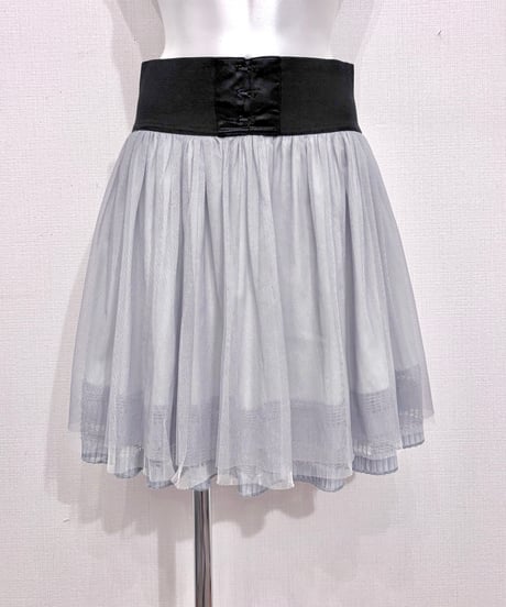 Vintage Blue Gray Corset Design Layered Frill Skirt M