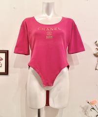 Vintage/Bootleg CHANEL Embroidery Red Bodysuits L