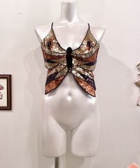 Vintage Butterfly Sequin Design Bustier Top M