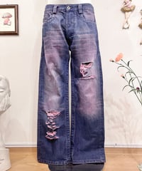 Vintage/Remake DIESEL Damage Design Overdyed Denim Wide Pants Purple M