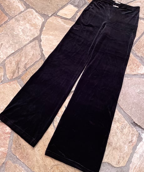 Vintage Buckle Design Black Velour Flare Pants S