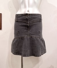 Vintage Black Denim Flare Design Mini Skirt