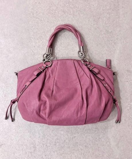 Vintage COACH Purple Gray Leather 2WAY Hand Bag