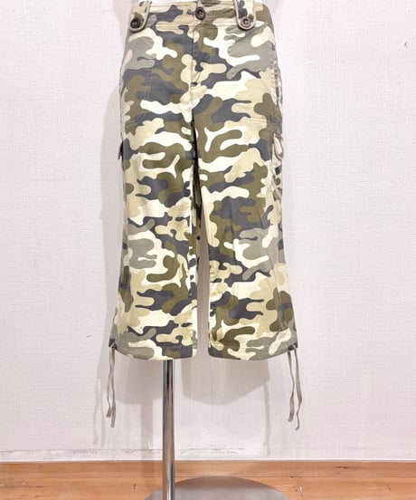 Vintage Yellow Gray Camouflage Cropped Pants M