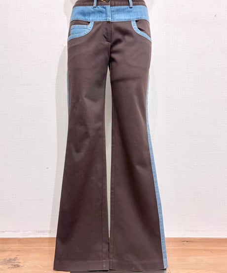 Vintage Stitch & Denim Line Design Flare Pants XS