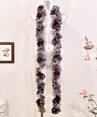 Vintage Purple Gray Gradation Frill Design Long Knit Scarf
