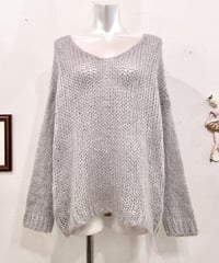 Vintage Pale Gray Mohair Knit Sweater L