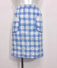 Vintage/Remake Blue Heart Check "FRAGILE" Print Apron