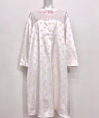 Vintage Ribbon Design Satin Night Gown L