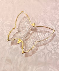 Vintage Butterfly Shape Clear Glass Tray L