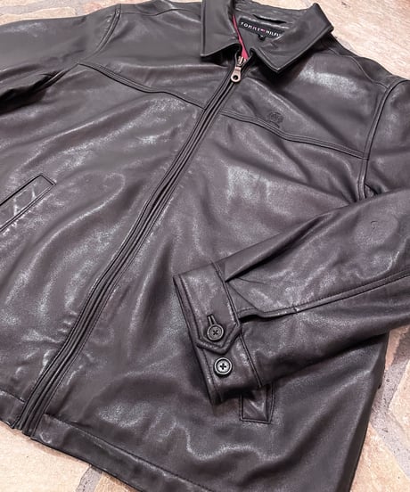 Vintage TOMMY HILFIGER Black Leather Blouson L