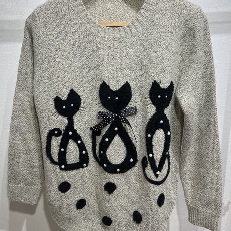 ネコ　プリントセーター