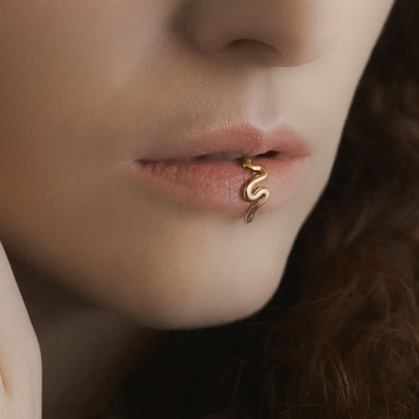 【即売品】Lip ring, Ear cuff：Serpent / Gold