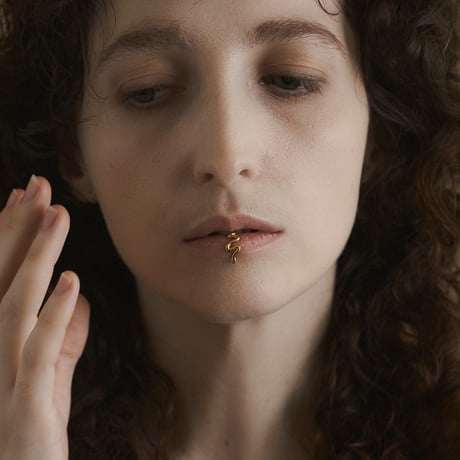 【即売品】Lip ring, Ear cuff：Serpent / Gold