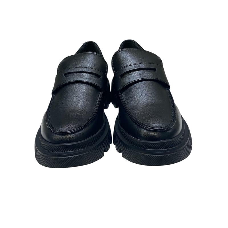 黒 レザー ポインテッドトゥ ローファー アトリエブルージュ