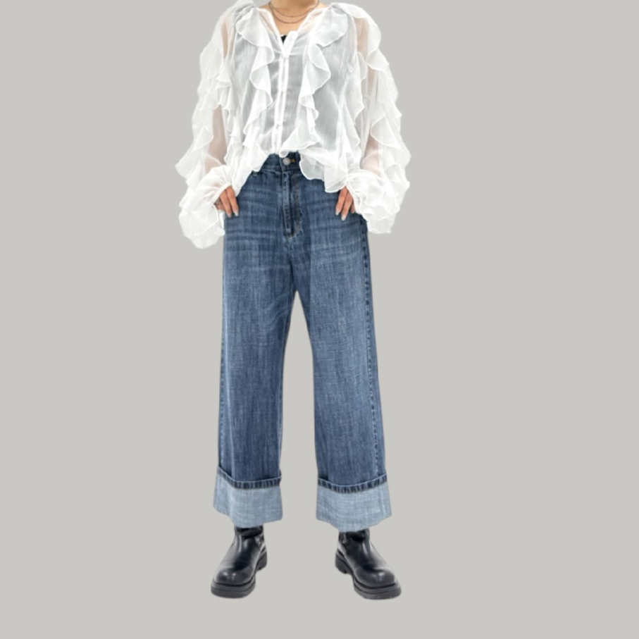 ayaneアヤン ペイント加工バレルレッグデニムパンツサイズ38 ayane