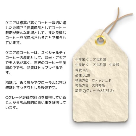 １４ケニアAA Qグレード SL28 ウォッシュド 400g