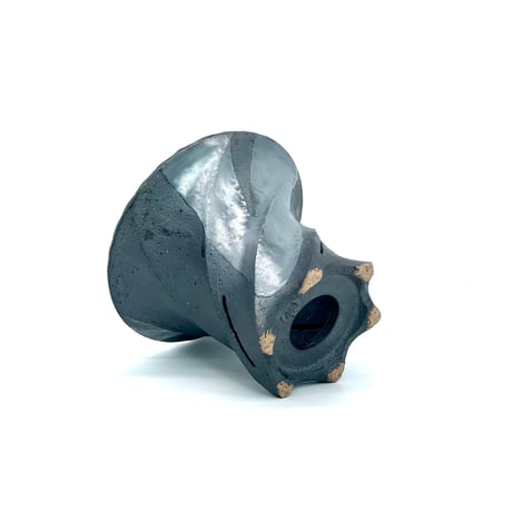 【沖 誠】 Spriral upper spread silver glaze, S size (X047)