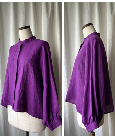 ゆったり シャツブルゾン（紫）