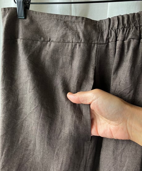 コクーンパンツ（焦茶ヘリンボーン）