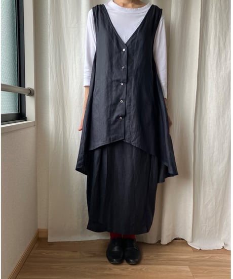 Aラインジレ（黒　ヘリンボーン）