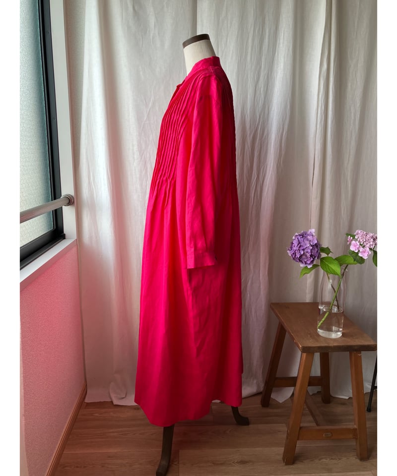 美品✨マドモアゼルノンノン　コーデュロイピンタックロングワンピース　バンドカラー 美品✨マドモアゼルノンノン コーデュロイピンタックロングワンピース