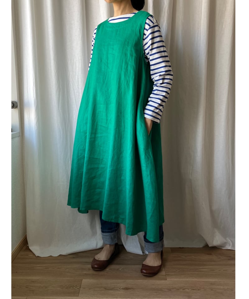 Aラインワンピース 【グリーン】 | Happy Dot