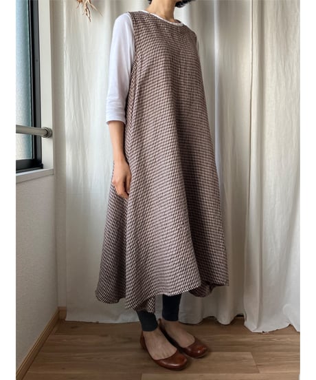 Aラインワンピース　【ギンガムチェック】