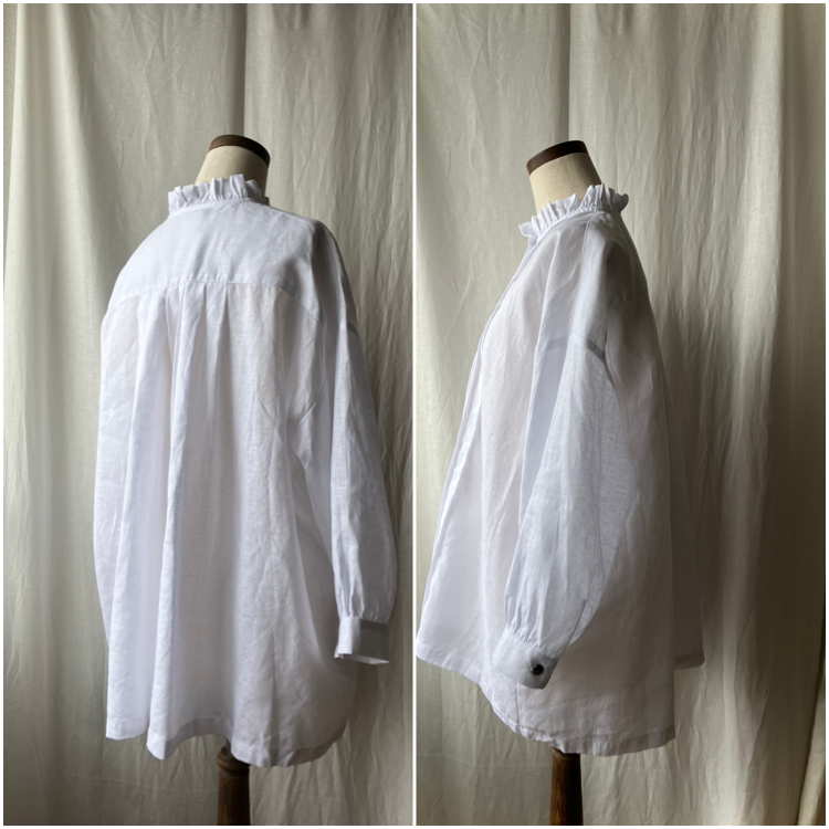 再入荷】フリル立襟のピンタックブラウス 白 | Happy Dot 再入荷】フリル立襟のピンタックブラウス 白 | Happy Dot