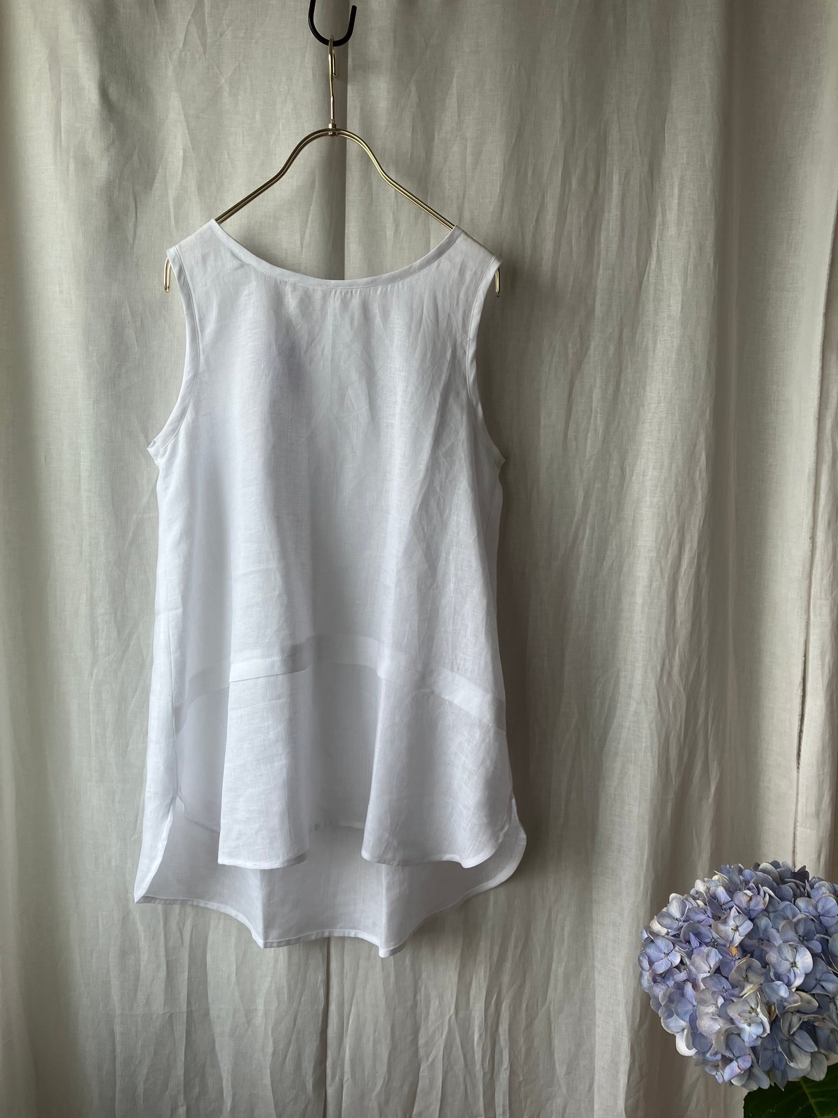 リネン シャツタンクトップ 白 【再入荷】 | Happy Dot