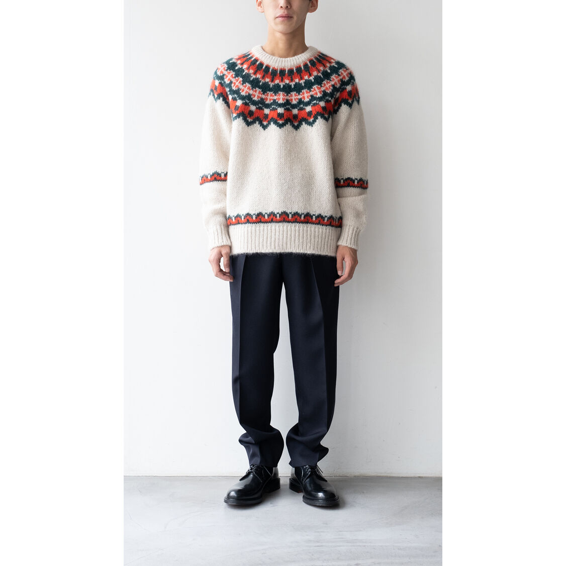 BATONER × VINCENT｜''Mohair nordic crew neck knit''