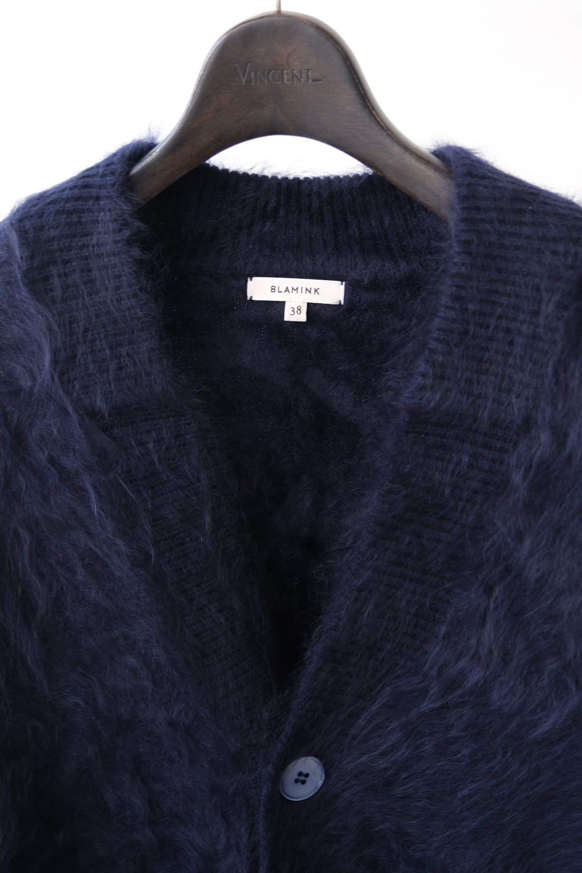 ブラミンク BLAMINK ネイビー カシミヤ ファー カーディガン BLAMINK