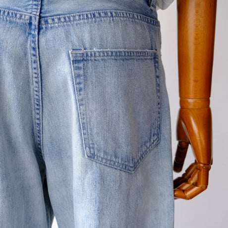 AURALEE | FADED SELVEDGE LIGHT DENIM WIDE PANTS