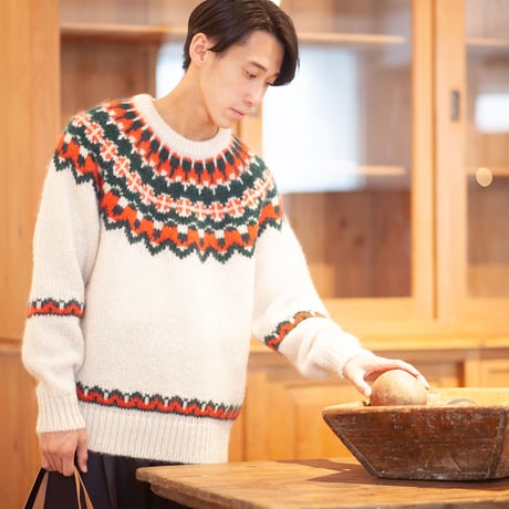 BATONER × VINCENT｜''Mohair nordic crew neck knit''｜MENS