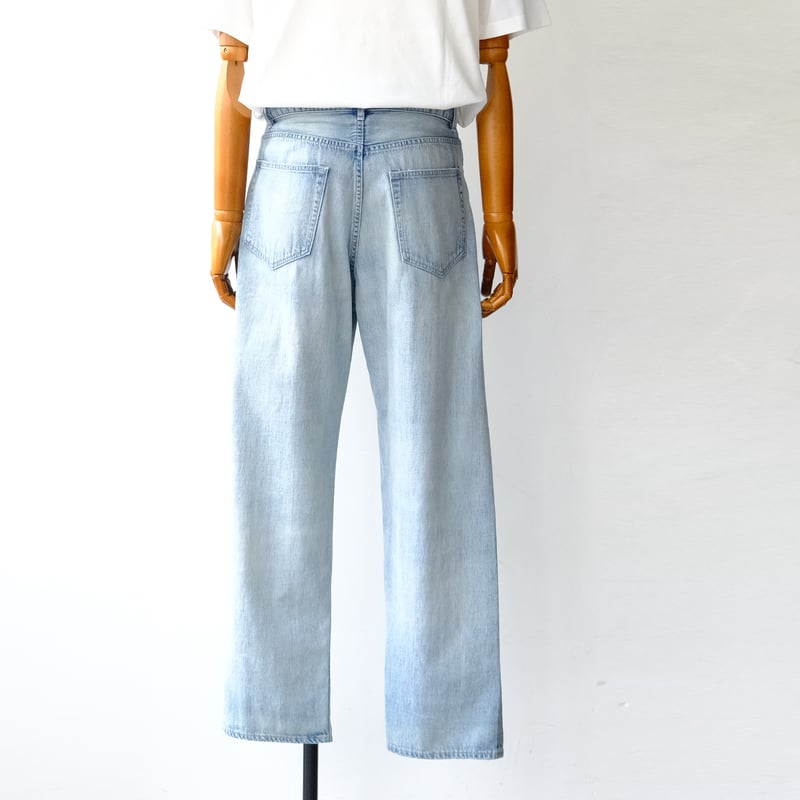 AURALEE | FADED SELVEDGE LIGHT DENIM WIDE PANTS
