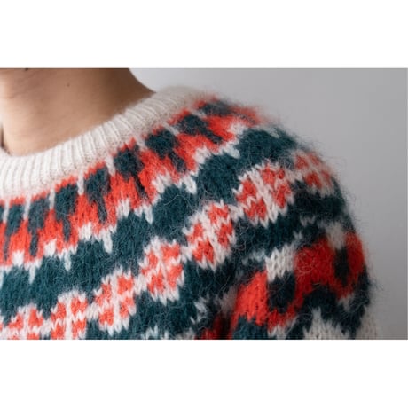 BATONER × VINCENT｜''Mohair nordic crew neck knit''｜WOMENS