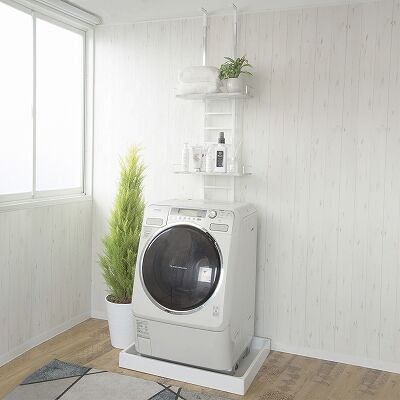 突っ張り式洗濯機ラック（ワイヤー付き） SYM-800WH | sunharvest shop