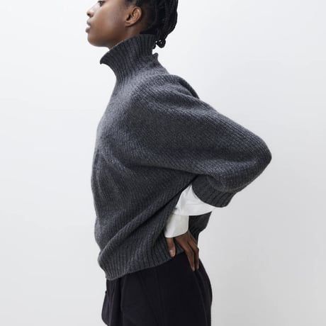 superfine lamps wool ribbed-knit high neck sweater