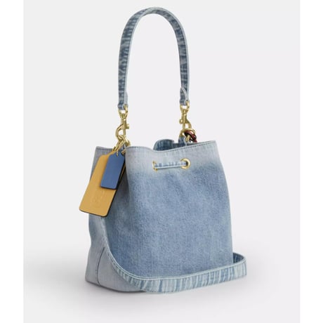 🎀コーチ COACH　ローアン バケット バッグ・ラブド デニム・チャーム　CER76 IMNIM