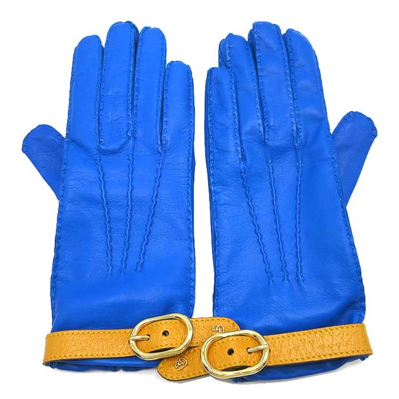 グッチ 手袋 GUCCI ミニ GGマーモント レザー ベルト付き グローブ