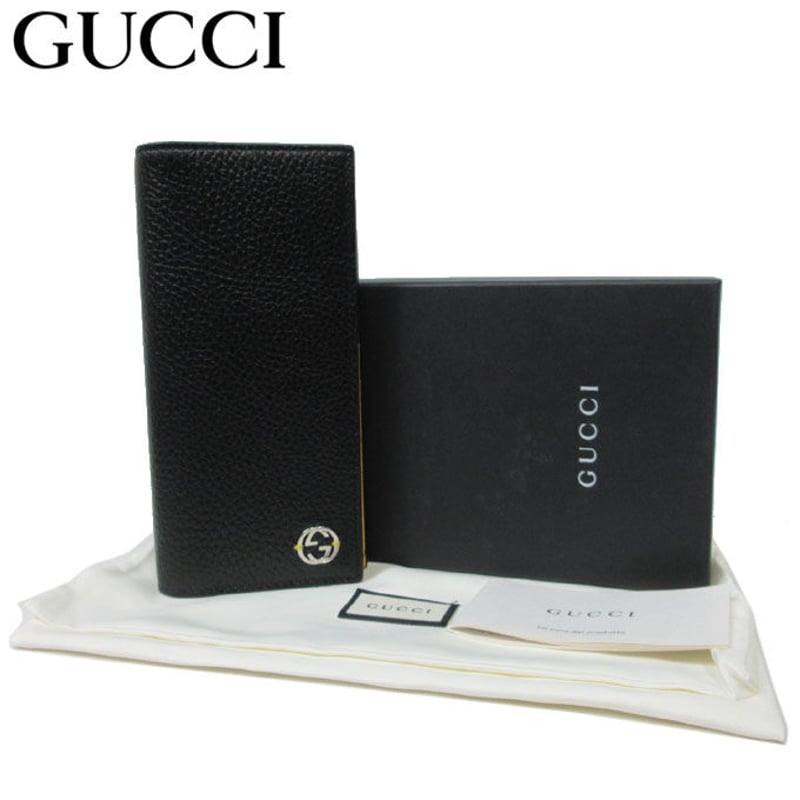 グッチ 財布 長財布 GUCCI インターロッキングG レザー スリム 二