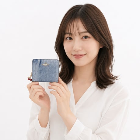🎀コーチ COACH　スナップ ウォレット・ラブド デニム・チャーム　CEC35 IMNIM