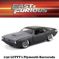 JADATOYS 1:32 ワイルドスピードダイキャストカー LETTY's Plymouth Barracuda