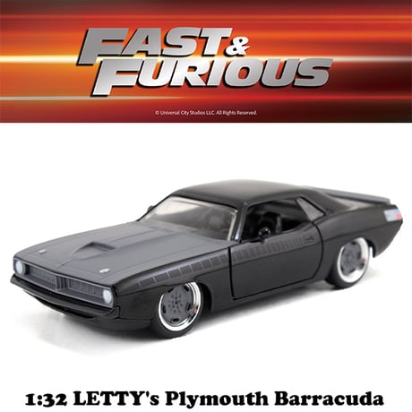 JADATOYS 1:32 ワイルドスピードダイキャストカー LETTY's Plymouth Barracuda