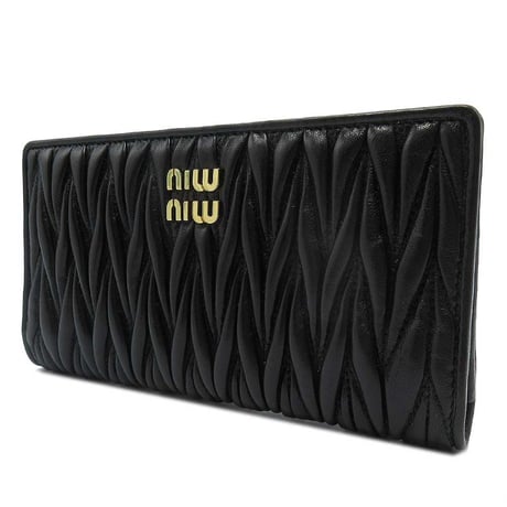 🎀ミュウミュウ MIU MIU PORTAF.G.VERTICALE スリム 二つ折り長財布 5MV027 2FPP F0002 MATELASSE'MIU / NERO アウトレット レディース