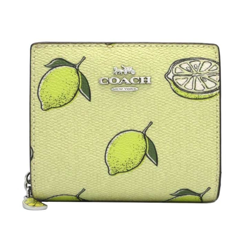 国内発 COACH スナップ レモン 二つ折り 財布 CAP19 新作 コーチ 二つ折り財布 COACH レモン プリント スナップ