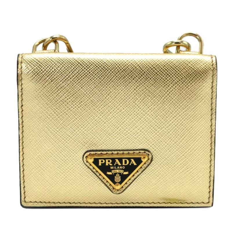 PRADA プラダ　ラムレザー　コインケース　ゴールド PRADA プラダラムレザーコインケースゴールド