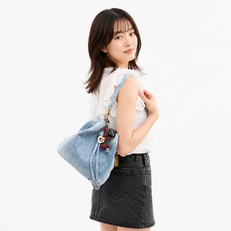 🎀コーチ COACH　ローアン バケット バッグ・ラブド デニム・チャーム　CER76 IMNIM