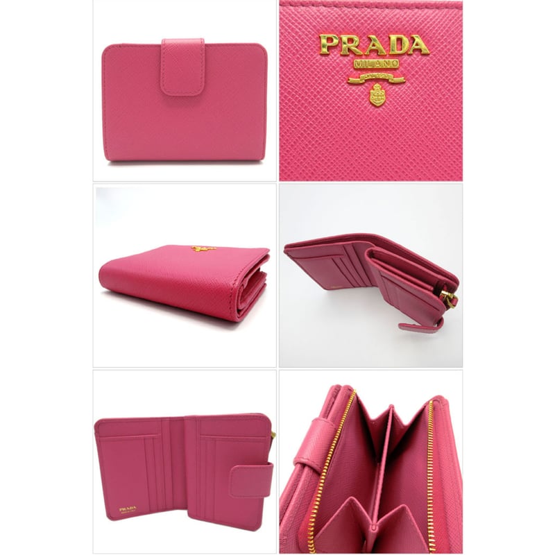 プラダ 二つ折り財布 PRADA サフィアーノ ロゴ ウォレット 1ML018-QWA
