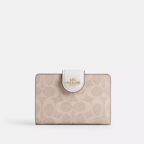 コーチ🎀COACH　ミディアム コーナー ジップ ウォレット・シグネチャー キャンバス　CW786 IMXDM